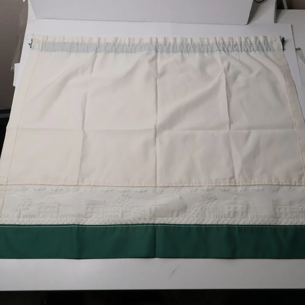 Country Kitchen VTG Curtain Vallance *1* Rod‎ Pocket White Green Lace Farmhouse